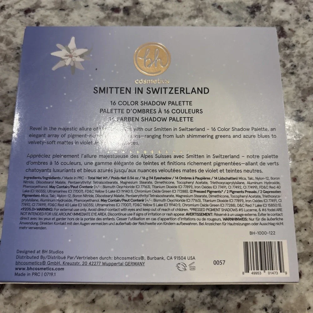 BH Cosmetics Eyeshadow Palette OS Smitten in Switzerland 16 Color Retired NEW